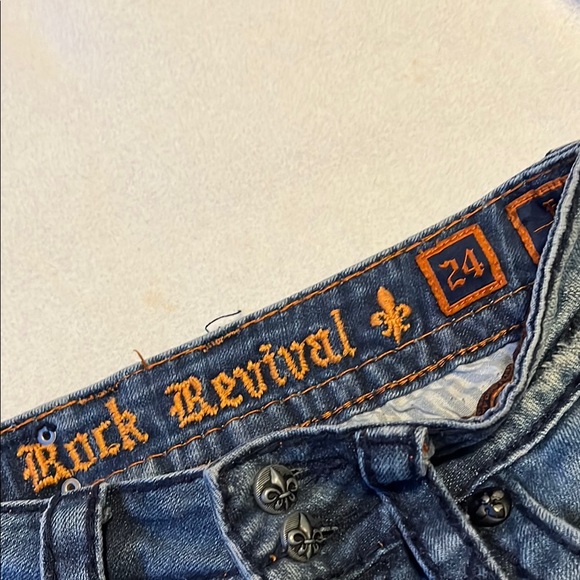Rock Revival Blue Boot Cut Jeans with Classic Stitching - Picture 3 of 3